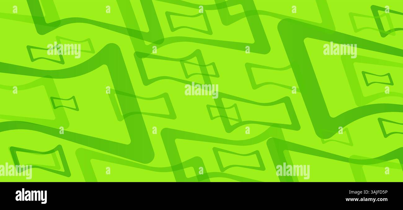 Art numérique futuriste avec un mélange fascinant de lignes et de formes uniques qui se chevauchent dans des tons de vert vibrants. Illustration de Vecteur