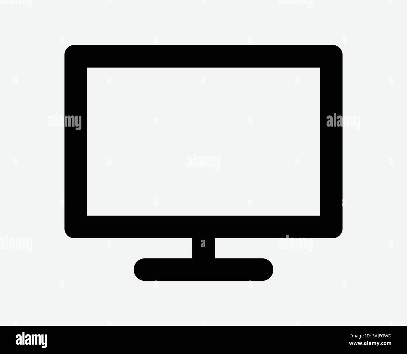 Moniteur icône d'écran plat TV affichage télévision équipement informatique numérique LCD LED Tech Technolgy Device Desktop Panel Black Shape Symbol Sign Vector G Illustration de Vecteur