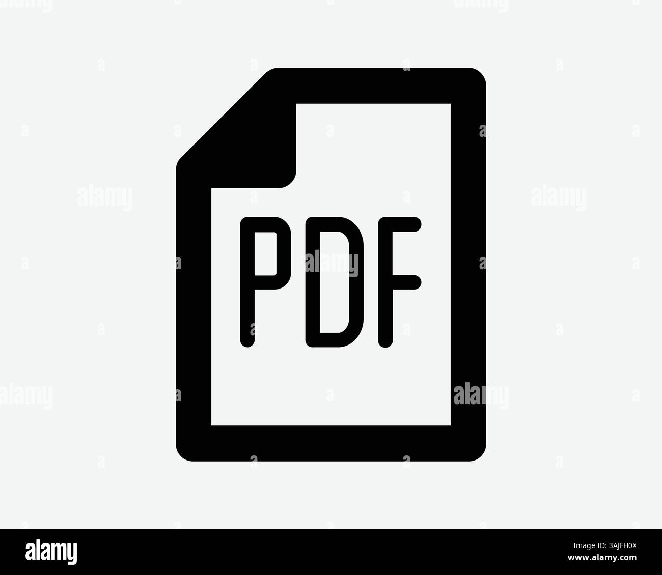 PDF document File Outline icône page document feuille papier plié Noir Blanc ligne vectorielle graphique impression texte Note Contrat ordinateur numérique Enregistrer Télécharger Illustration de Vecteur