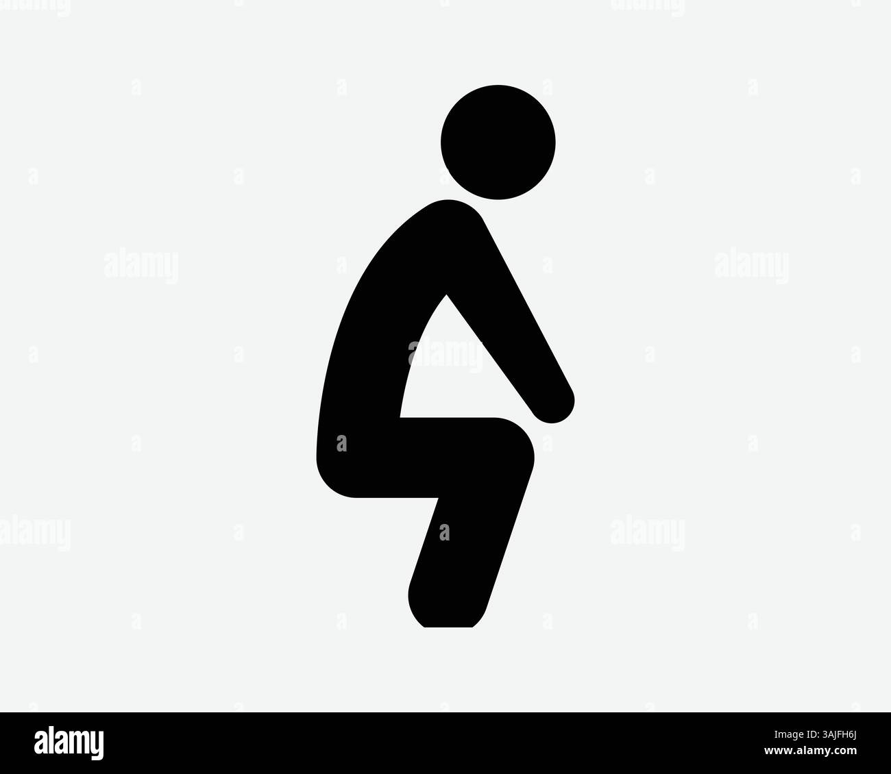 Squatting Stick figure icône personne squat pose posture Stickman homme assis Sit Rest Stretch Health Fitness Human Shape Black White Vector Sign symbole Illustration de Vecteur