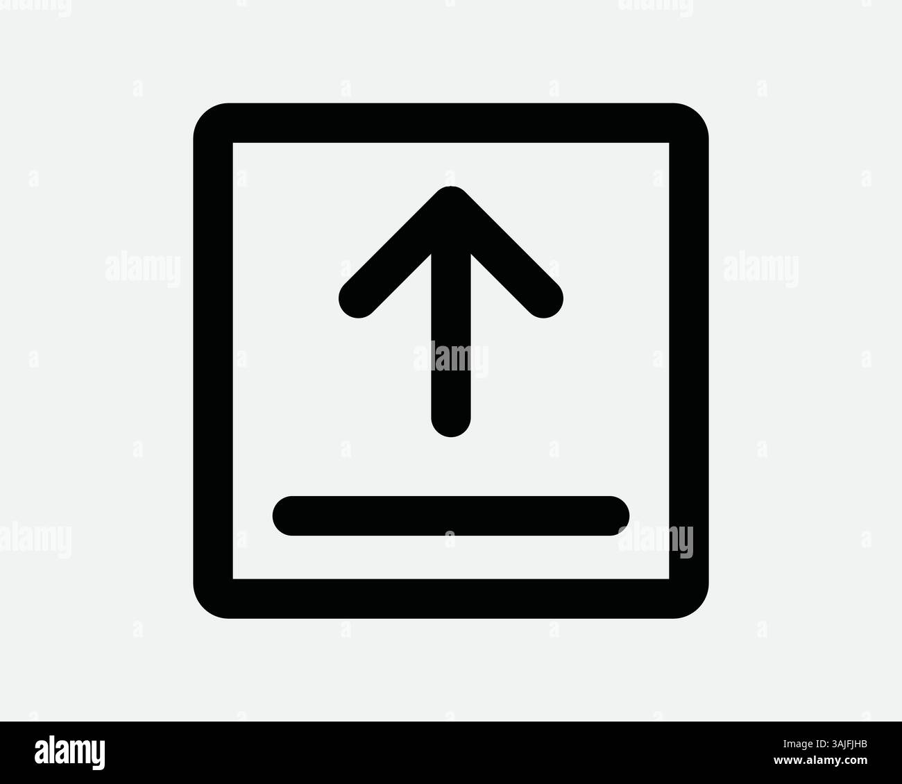 Télécharger bouton carré contour de la ligne flèche pointant le stockage de données serveur Cloud boîte d'archives Noir Blanc illustration graphique illustration vectorielle Up Load Illustration de Vecteur