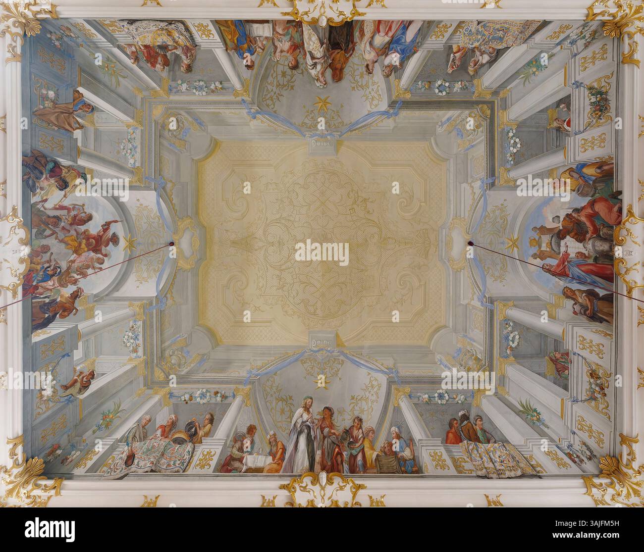Göttweig, basse-Autriche, Autriche, Musée dans l'aile impériale de l'abbaye de Göttweig, le mariage à Cana, fresque au plafond de Paul Troger, (1739) dans la salle Altmann Banque D'Images