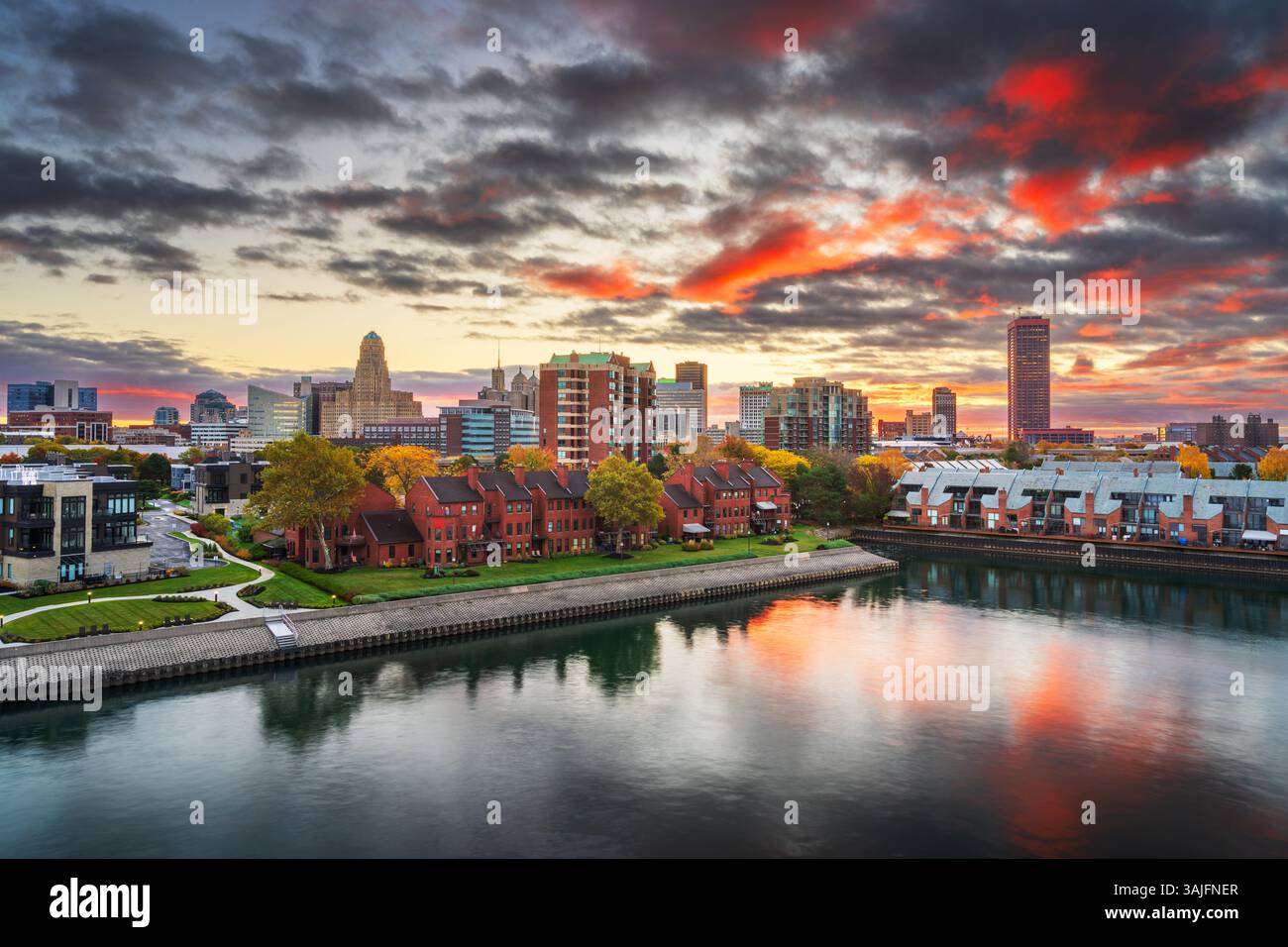 Buffalo, New York, États-Unis horizon du centre-ville à l'aube. Banque D'Images