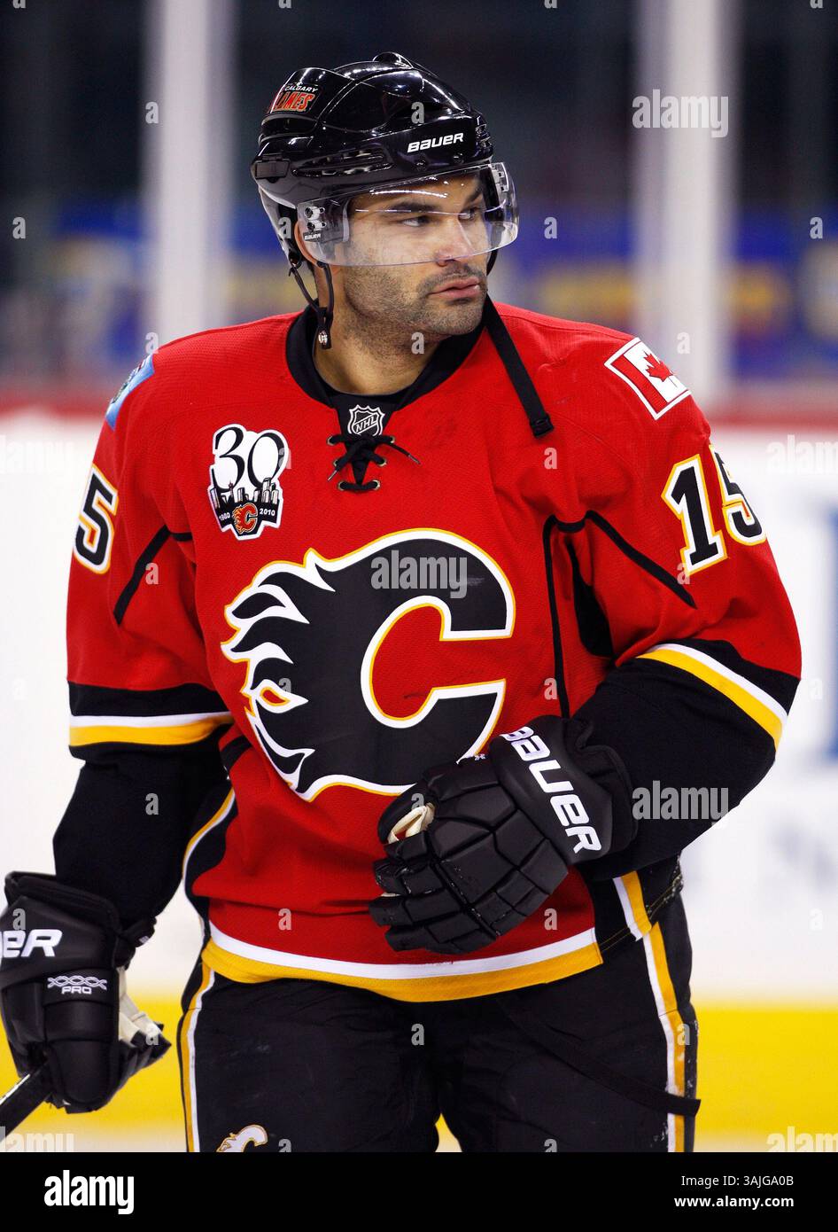 28 déc. 2009 - Calgary, Alberta, Canada - photo de profil de joueur de la LNH sur Nigel Dawes des Flames de Calgary lors d'un récent match à Calgary. (Crédit image : © Larry MacDougal via ZUMA Wire) Banque D'Images