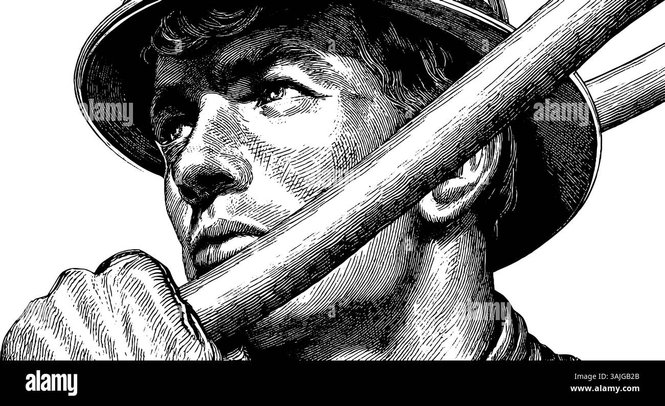 Pompier héroïque dans l'illustration de style gravé pour la conception des services d'urgence. Illustration de Vecteur