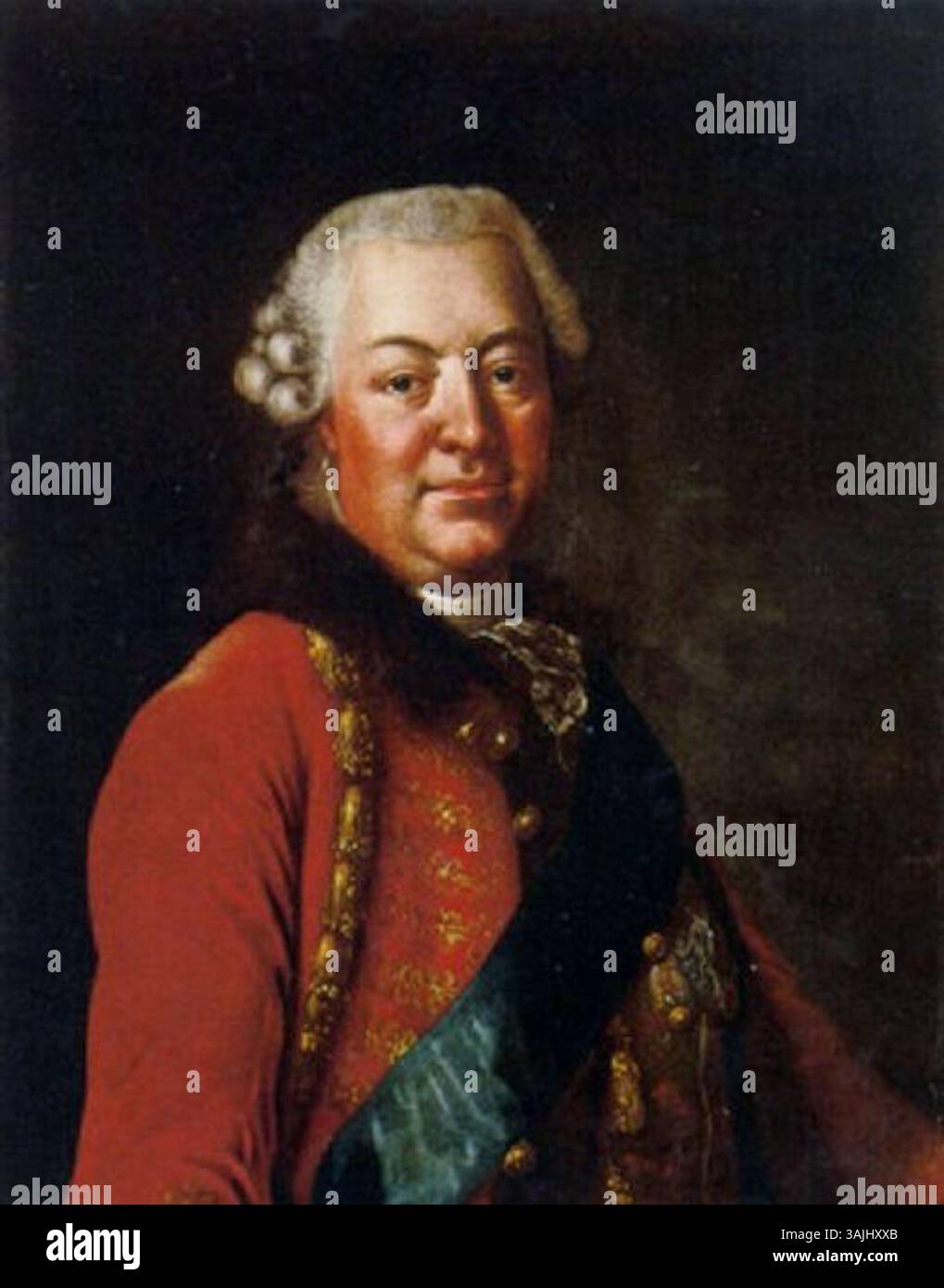 Le portrait du XVIIIe siècle représente Frédéric III, margrave de Brandebourg-Bayreuth, identifié par erreur comme Maximilien III Joseph de Bavière. L'huile sur toile souligne son statut noble et sa tenue d'époque. Banque D'Images