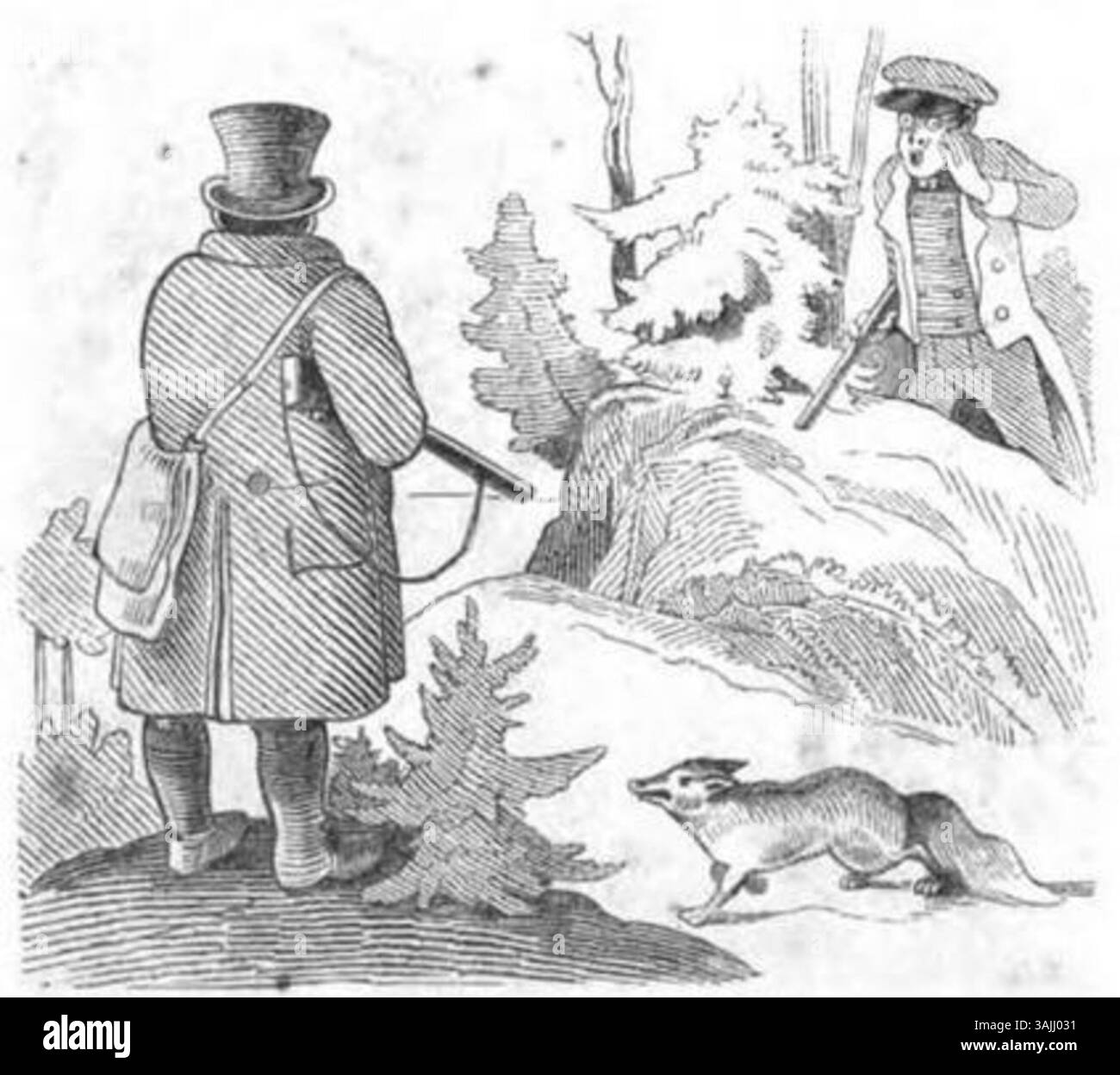 1845 illustration du comte Franz Pocci tirée de Fliegende Blätter, volume 1, numéro 24, page 191. Connu pour son style spirituel et critique, le travail de Pocci reflète l'humour allemand et la satire du XIXe siècle. Banque D'Images