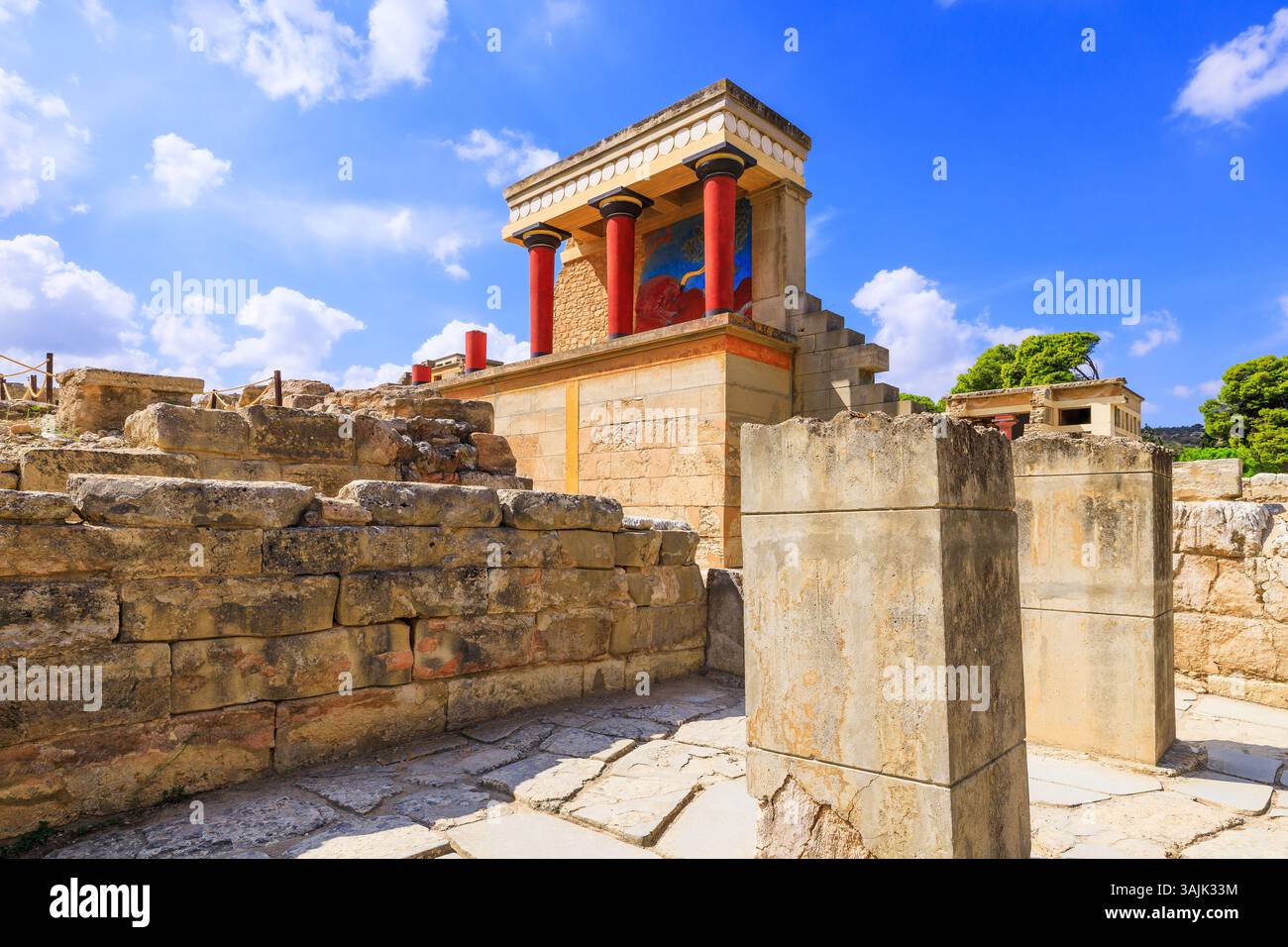 Héraklion, Crète. Grèce. Palais de Knossos. Ruines du célèbre palais minoen. Banque D'Images