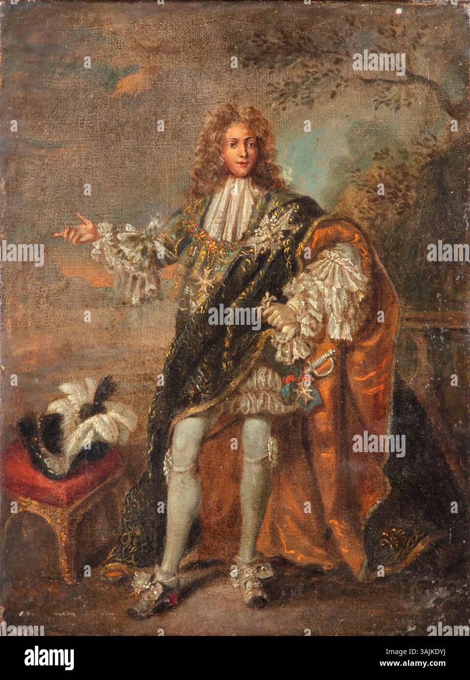 Portrait du XVIIe siècle d'un chevalier portant la robe de l'ordre de Saint-Michel, mettant en évidence la tenue distinctive et la signification symbolique de ce prestigieux ordre chevalier dans la société française. Banque D'Images