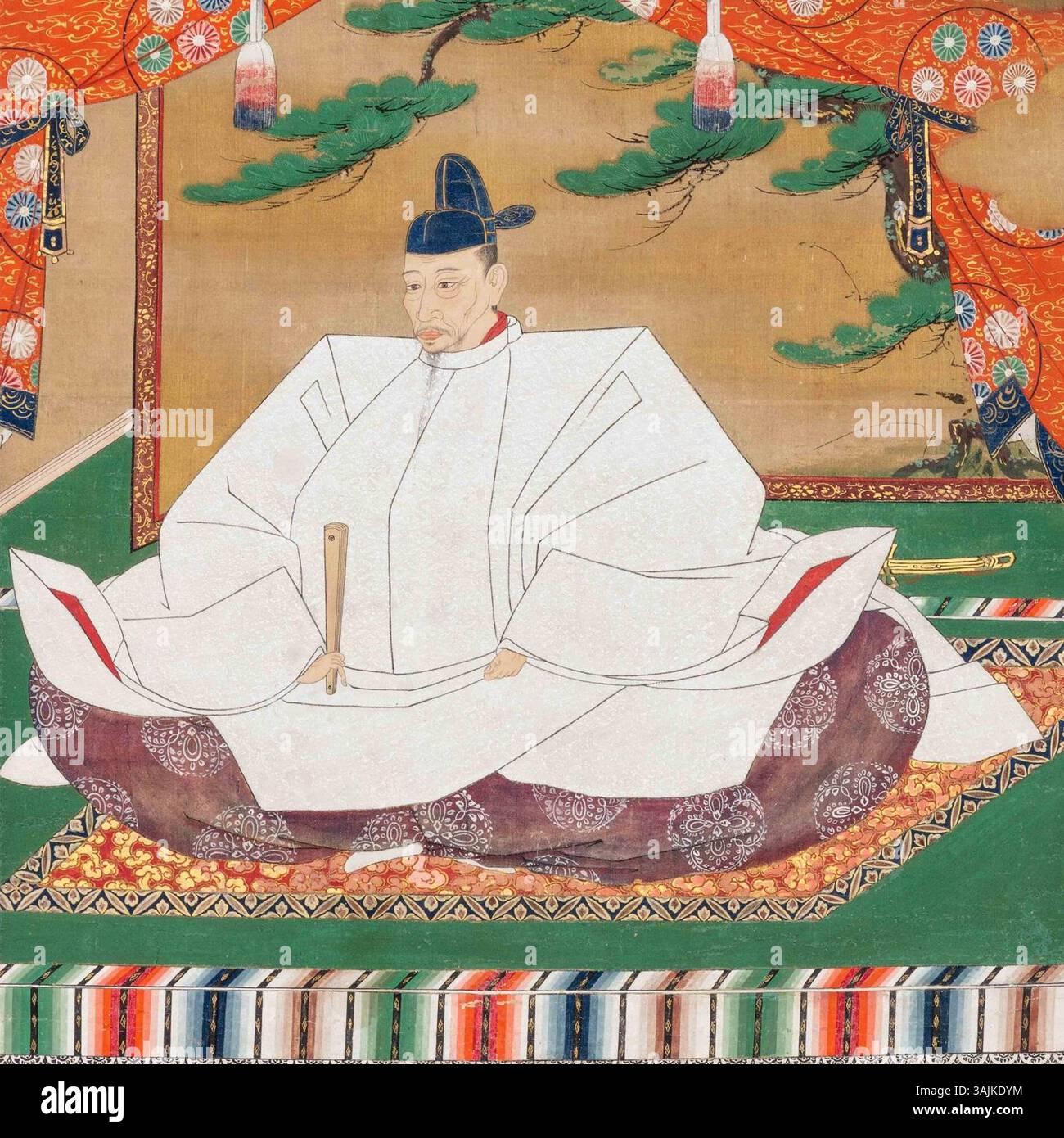 Ce portrait de Toyotomi Hideyoshi, réalisé vers 1598, est un important bien culturel abrité dans le temple Kodai-ji à Kyoto, au Japon. Il célèbre l'influence de Hideyoshi au Japon à la fin du XVIe siècle. Banque D'Images