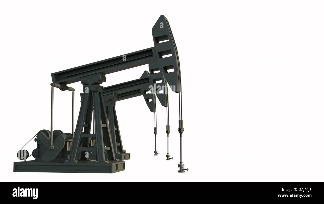 Modèle 3D de l'unité de pompage pour la production de pétrole sur fond isolé, production de pétrole Banque D'Images