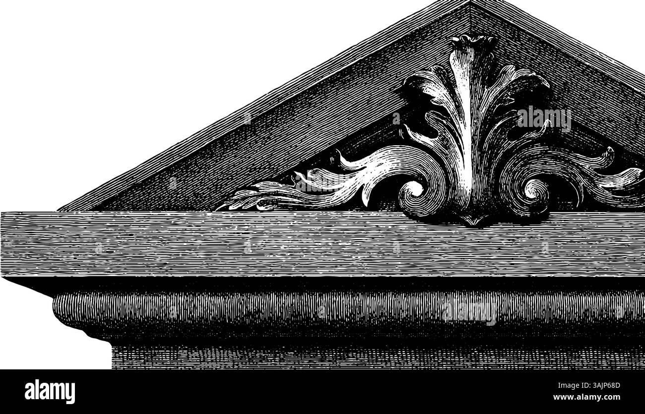 Frise architecturale ornée avec motif détaillé de feuilles d'acanthe. Illustration de Vecteur
