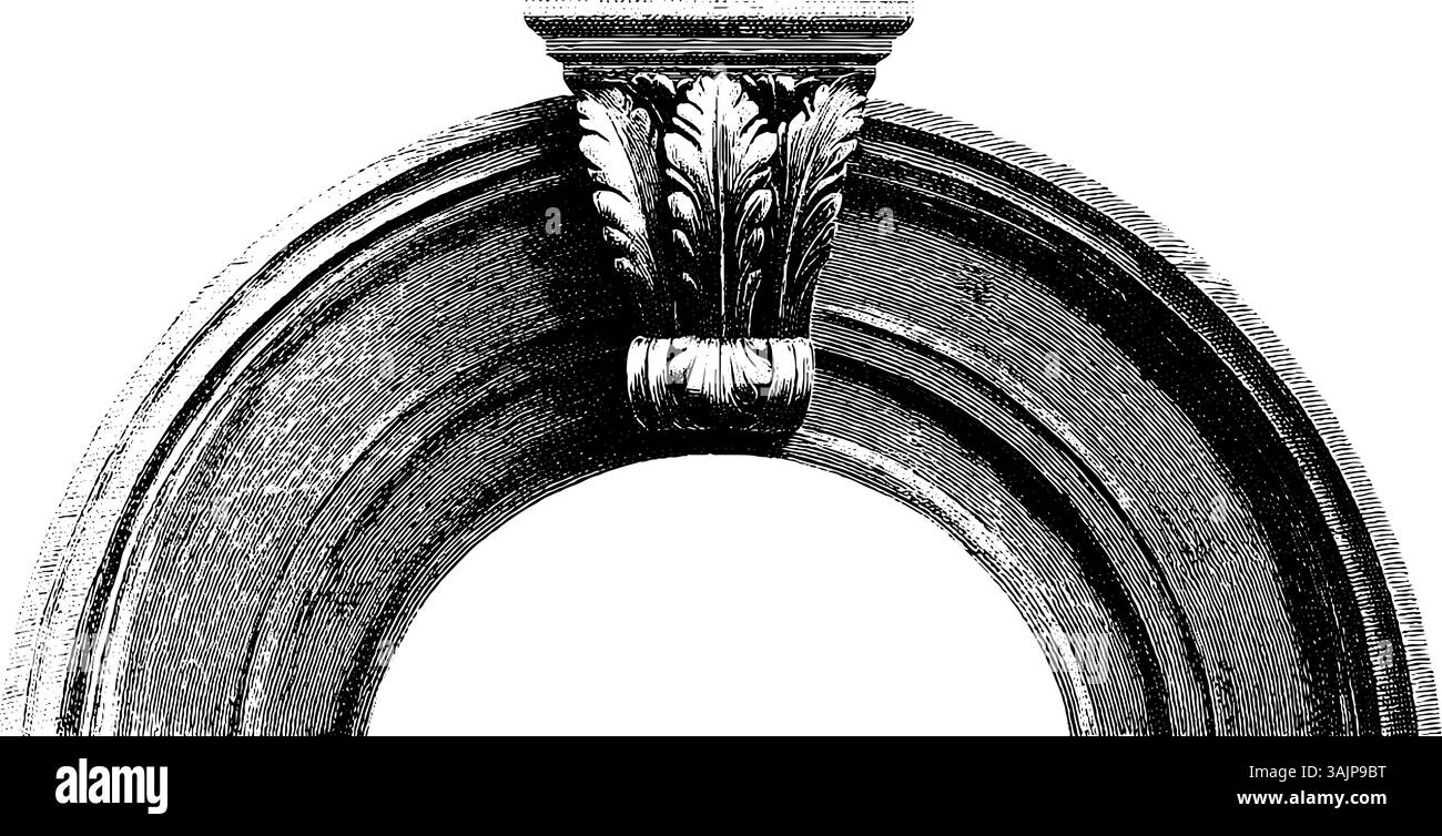 Voûte architecturale vintage avec détail de feuilles ornées. Illustration de Vecteur