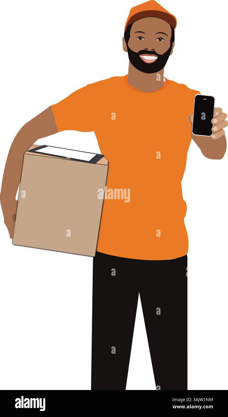 Livraison de colis Courier Delivery Man mail, Delivery Man, tshirt, nourriture Illustration de Vecteur