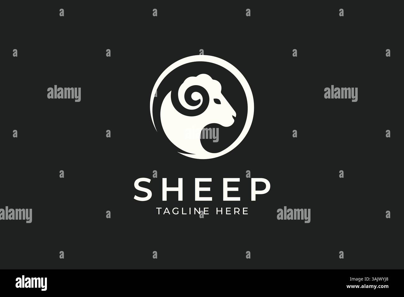 Logo élégant de mouton et d'agneau pour la laine et le marché du bétail Illustration de Vecteur