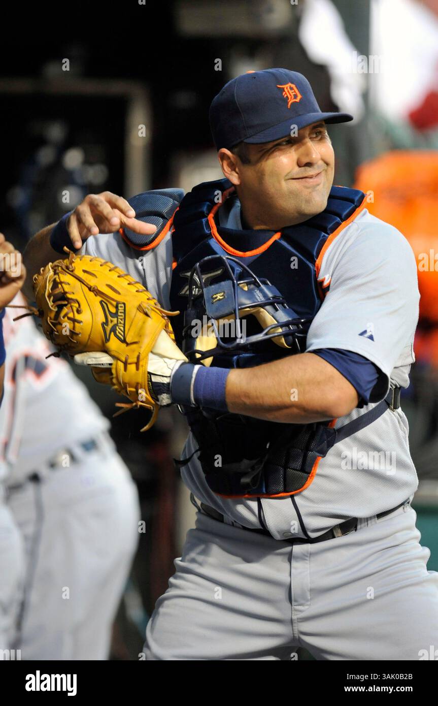 28 mai 2009 : Gerald Laird #8 pour les Tigers de Detroit dans la dugout avant un match contre les Orioles de Baltimore à Oriole Park à Camden Yards à Baltimore, Maryland. Les Orioles battent les Tigres 5-1 (crédit image : © Joy Absalon/Cal Sport Media/ZUMA Press/ZUMA Press) Banque D'Images