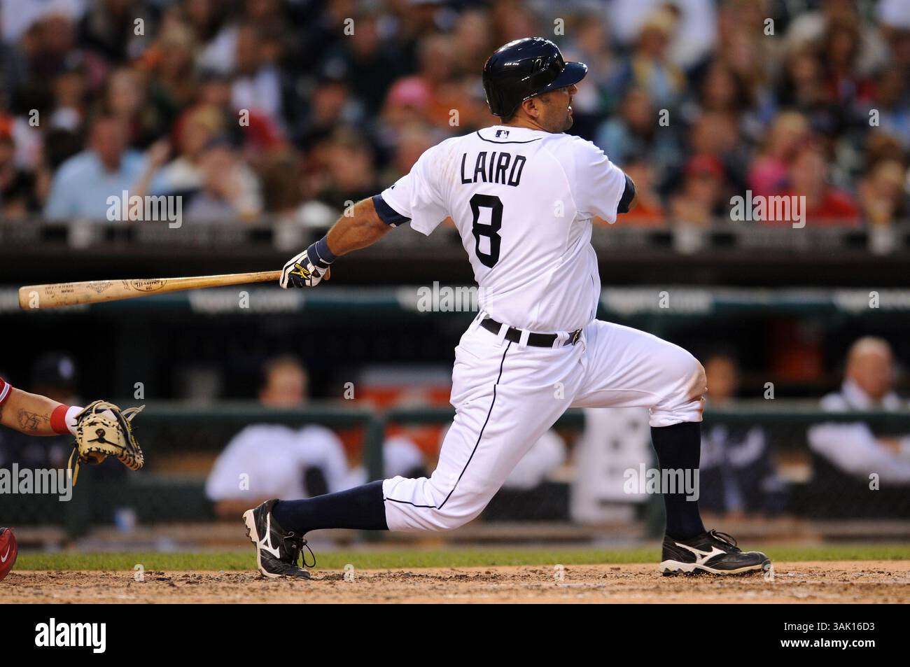6 juin 2009 : Gerald Laird, Tigers de Detroit, #8 à la batte contre les Angels de Los Angeles à Comerica Park, Detroit, Michigan. Detroit a gagné 2-1.(image crédit : © Scott Schupbach/Cal Sport Media/ZUMA Press) Banque D'Images