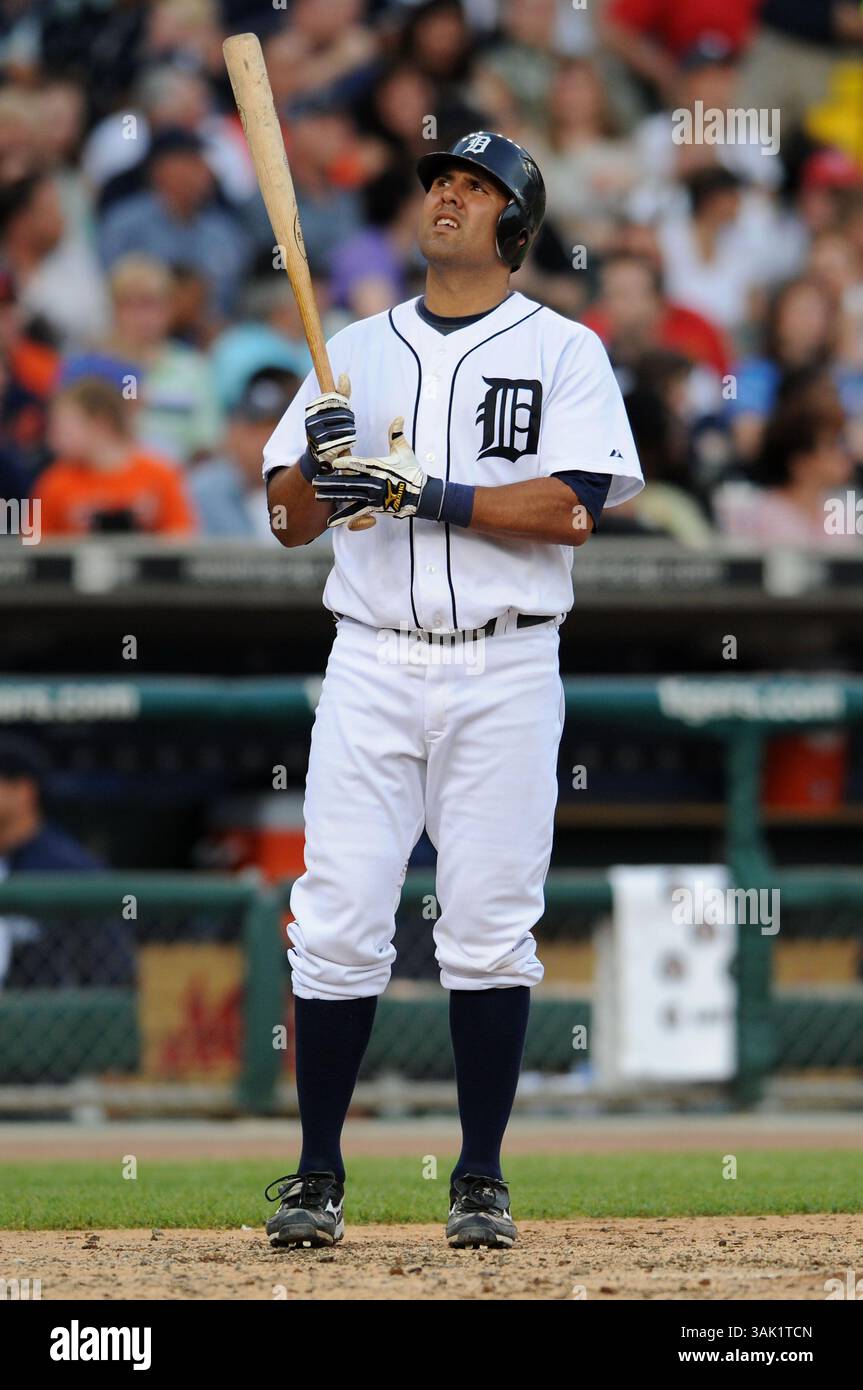23 mai 2009 : Gerald Laird, Tigers de Detroit, #8 à la batte en cinquième manche contre les Rockies du Colorado à Comerica Park, Detroit, Michigan. Rockies a gagné 4-3.(image crédit : © Scott Schupbach/Cal Sport Media) Banque D'Images