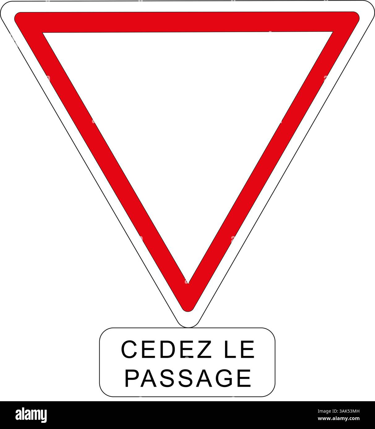 Panneau routier français : céder la place à l'intersection Banque D'Images