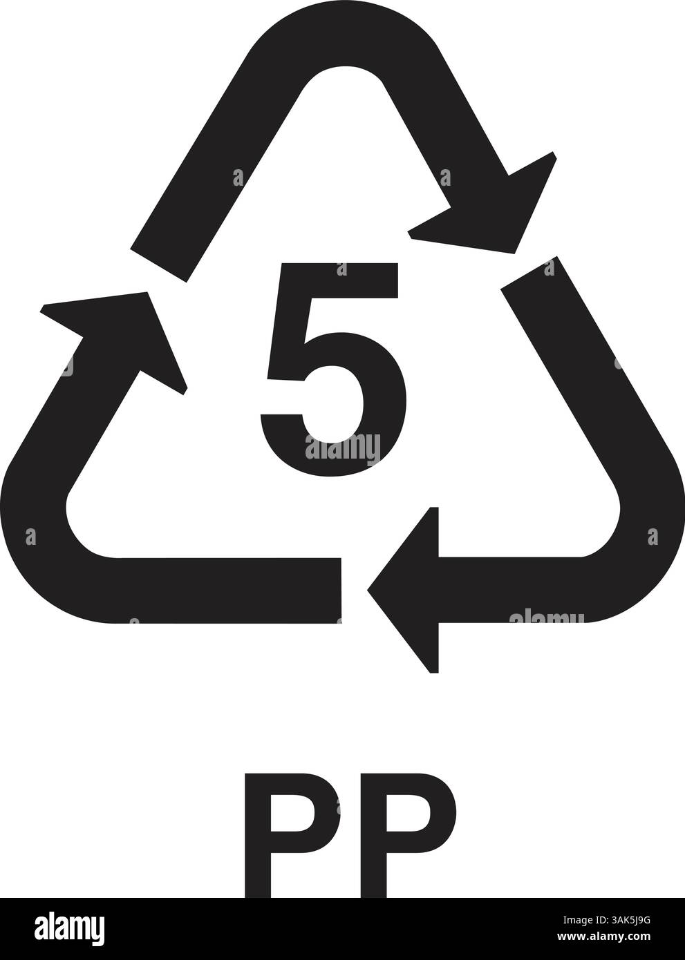 Symboles de recyclage, panneau de produits en plastique, panneau de corbeille, symbole de recyclage, symbole de qualité plastique, panneau de recyclage en plastique 5 PP, icône 5 PP Illustration de Vecteur