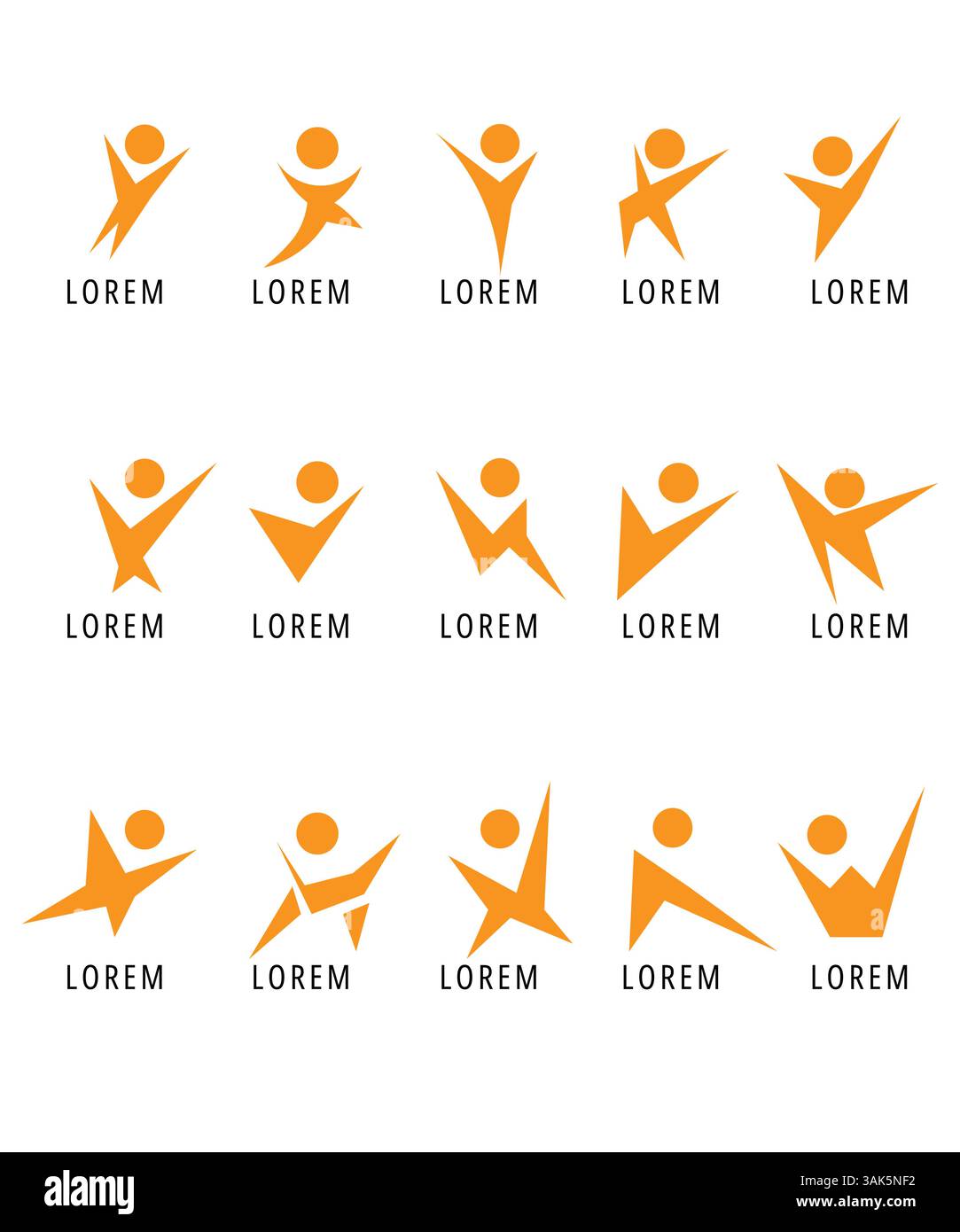 Ensemble de logo de figure humaine, ensemble de logo de personnes abstraites, figure humaine heureuse abstraite Illustration de Vecteur