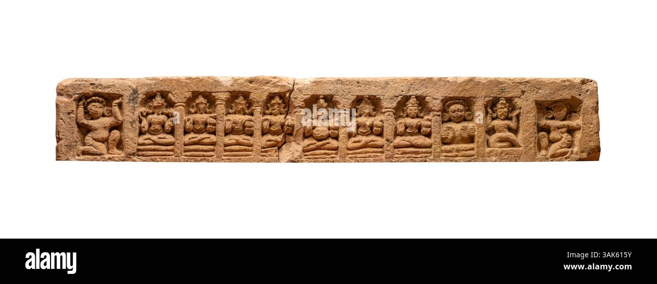 Navagraha. Période : XIIe siècle après JC. Style : Ganga. Provenance : Bhubaneswar. Matériau : grès. C'est un panneau Navagraha. Les neuf graphiques sont représentés o Banque D'Images Navagraha. Période : XIIe siècle après JC. Style : Ganga. Provenance : Bhubaneswar. Matériau : grès. C'est un panneau Navagraha. Les neuf graphiques sont représentés o Banque D'Images