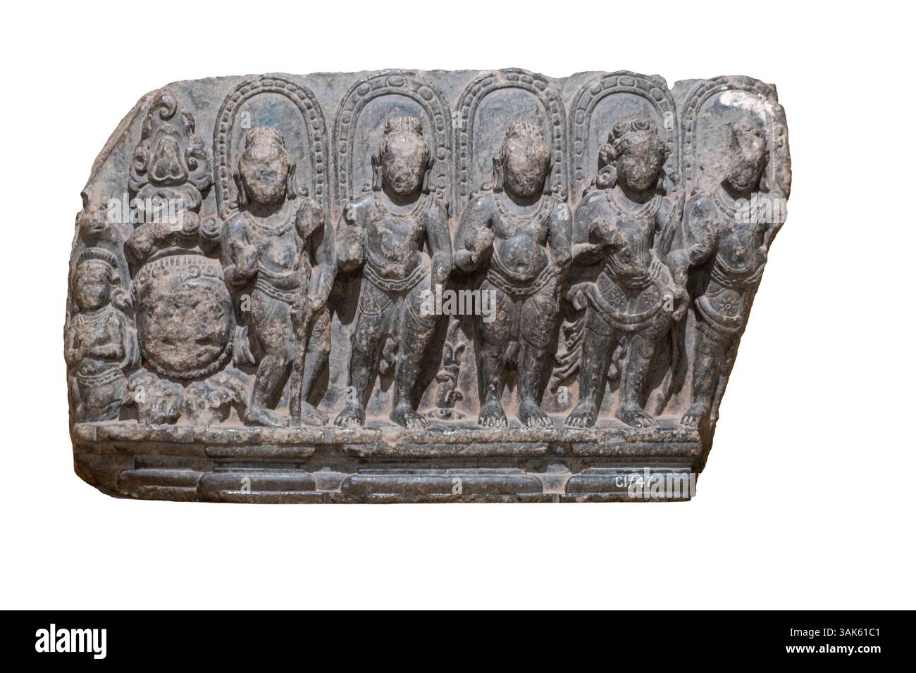 Navagraha. Panneau fragmenté. XIe siècle après JC. Banque D'Images Navagraha. Panneau fragmenté. XIe siècle après JC. Banque D'Images