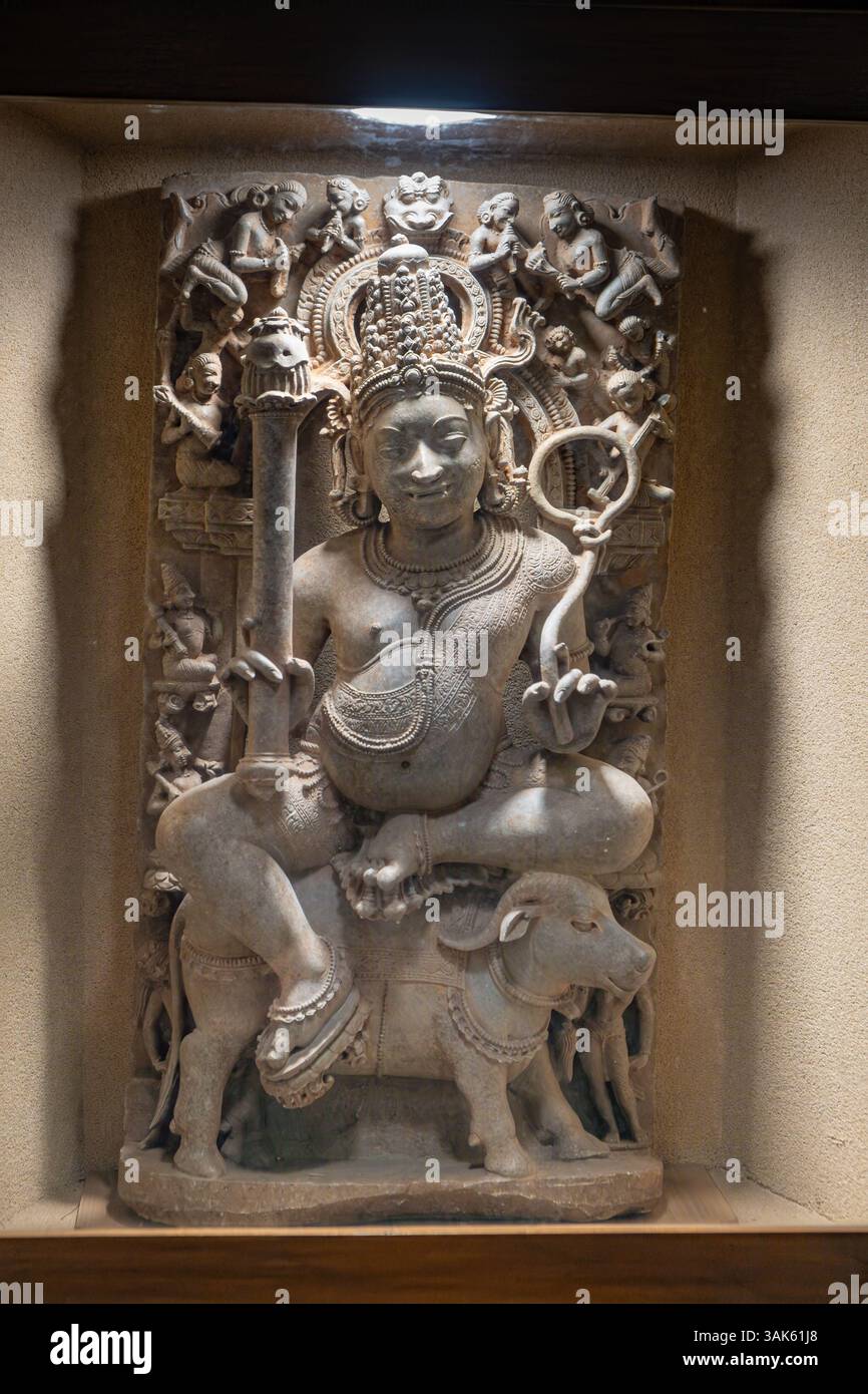 Yama. Bhubaneswar, XIVe siècle après JC. Banque D'Images