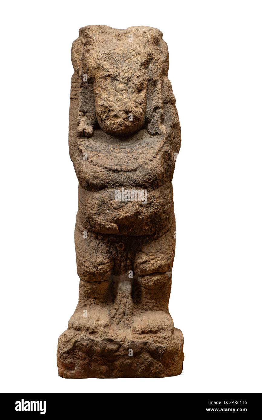 Yaksha. Période : 2ème - 1er cent. BCE. Style : Maurya. Provenance : Bhubaneswar. Matériau : grès. Les deux Yaksha armés sont debout sur une dalle de pierre. Bonjour Banque D'Images