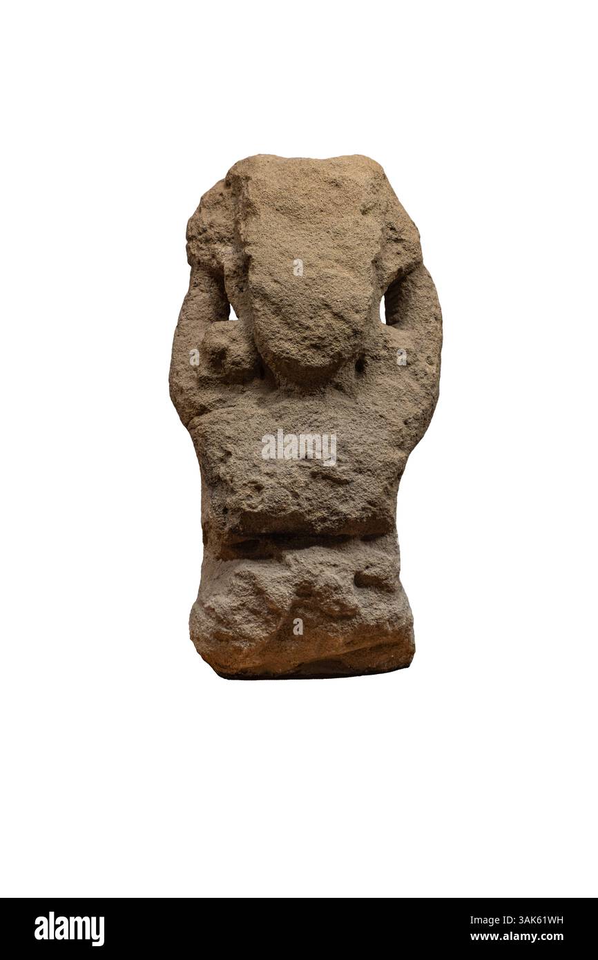 Yaksha. Période : 2ème - 1er cent. BCE. Style : Maurya. Provenance : Bhubaneswar. Matériau : grès. C'est une image de buste de Yakhsas. Les deux armées Yaksh Banque D'Images