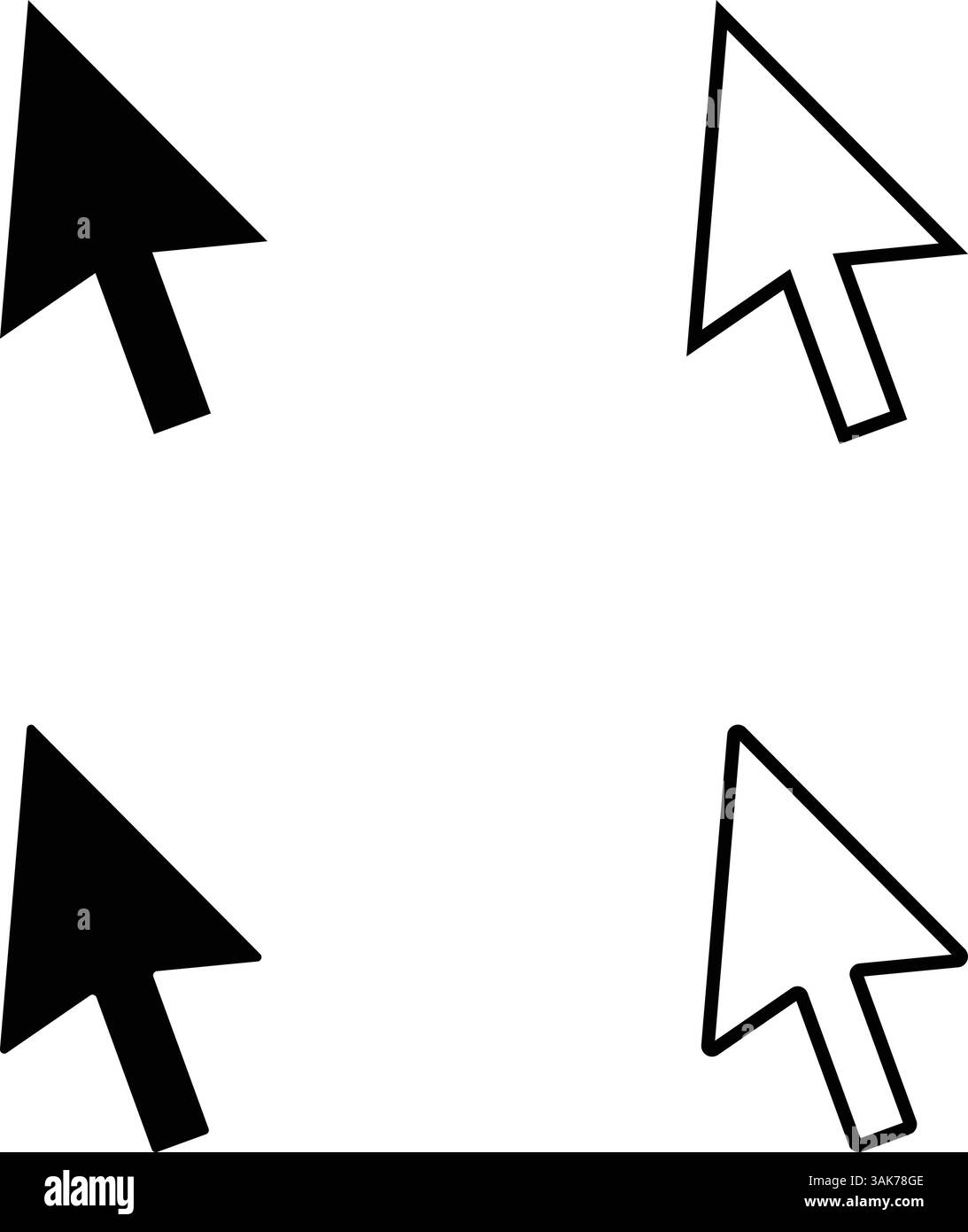 Jeu d'icônes de flèche de curseur de souris d'ordinateur – style Uni et contour pour les applications et les sites Web Illustration de Vecteur