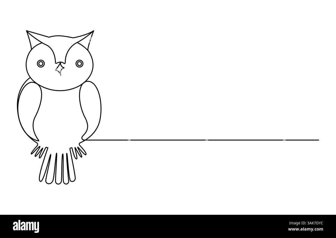 Une ligne continue dessinant le hibou sauvage. Un oiseau de proie la nuit Illustration de Vecteur