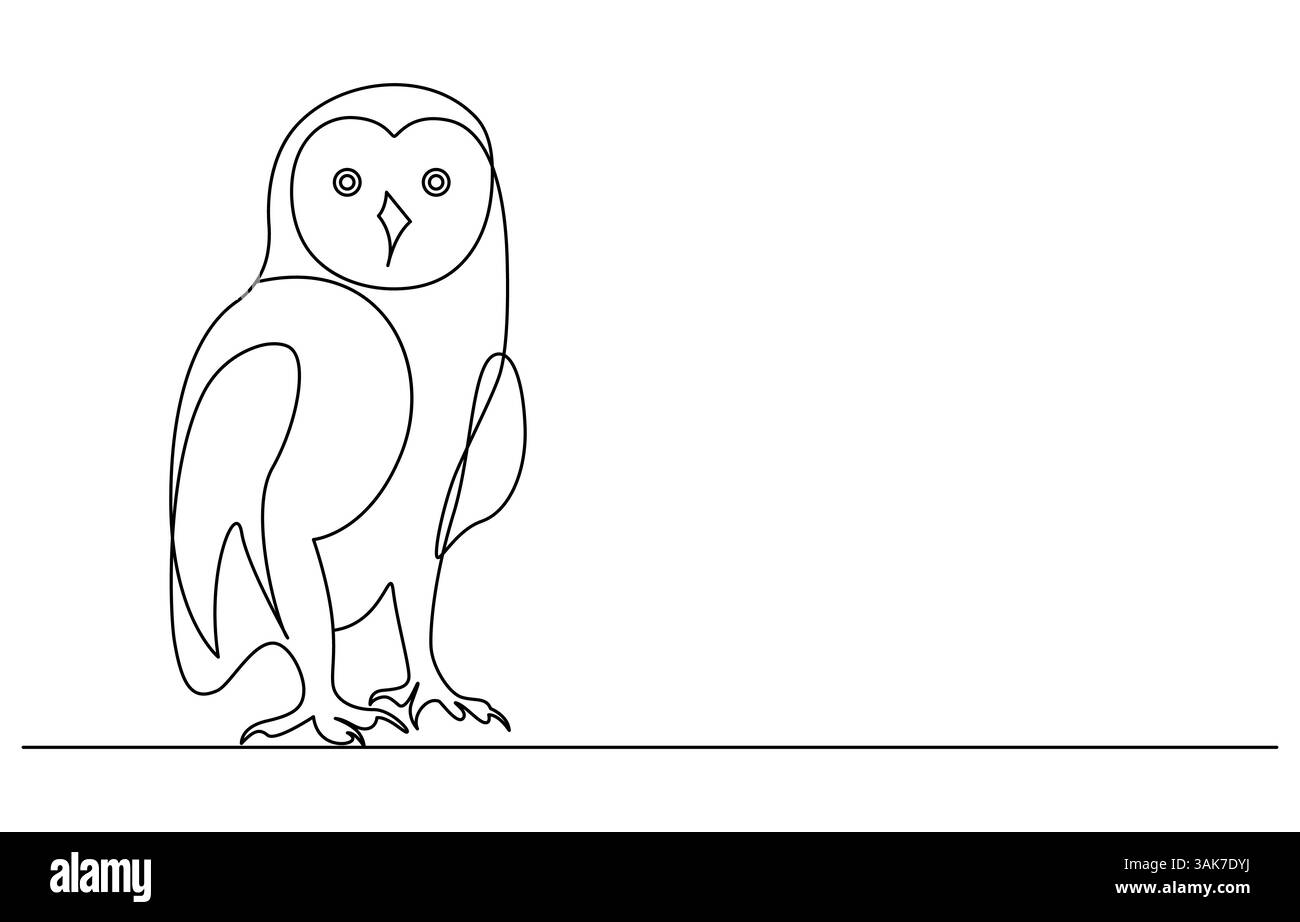 Une ligne continue dessinant le hibou sauvage. Un oiseau de proie la nuit Illustration de Vecteur