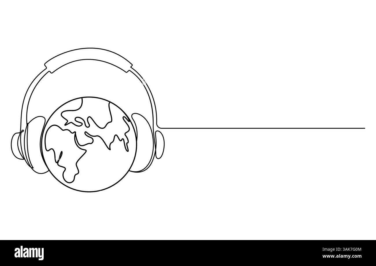 concept de la journée mondiale de la musique dessin d'une ligne Illustration de Vecteur