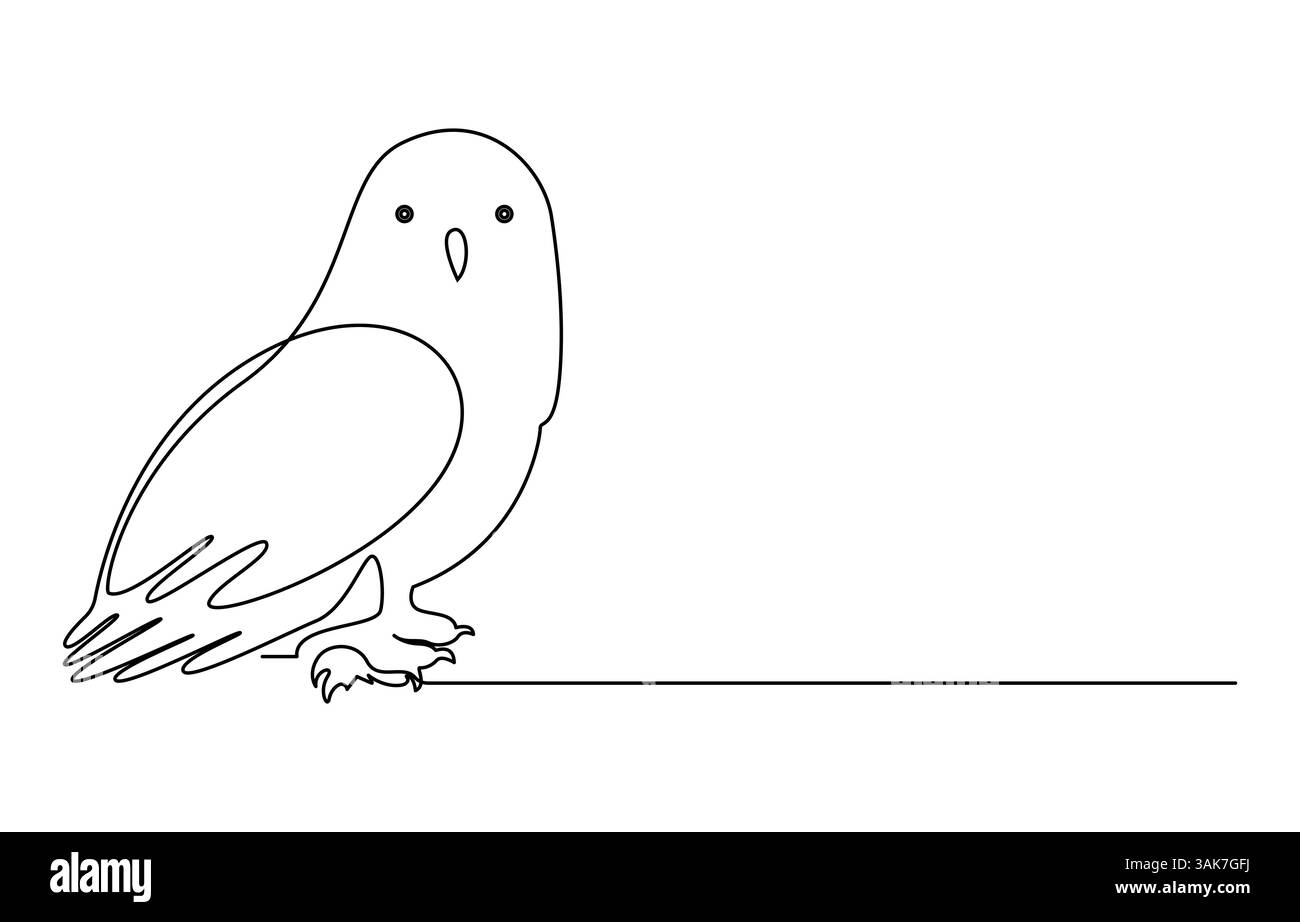 Une ligne continue dessinant le hibou sauvage. Un oiseau de proie la nuit Illustration de Vecteur