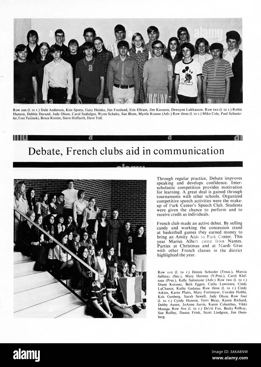 Le Park Center High Yearbook 1972 documente l'année scolaire 1971-1972 et présente les élèves, les enseignants, les clubs et l'athlétisme de l'école comme éléments clés de l'année scolaire et sociale. Banque D'Images