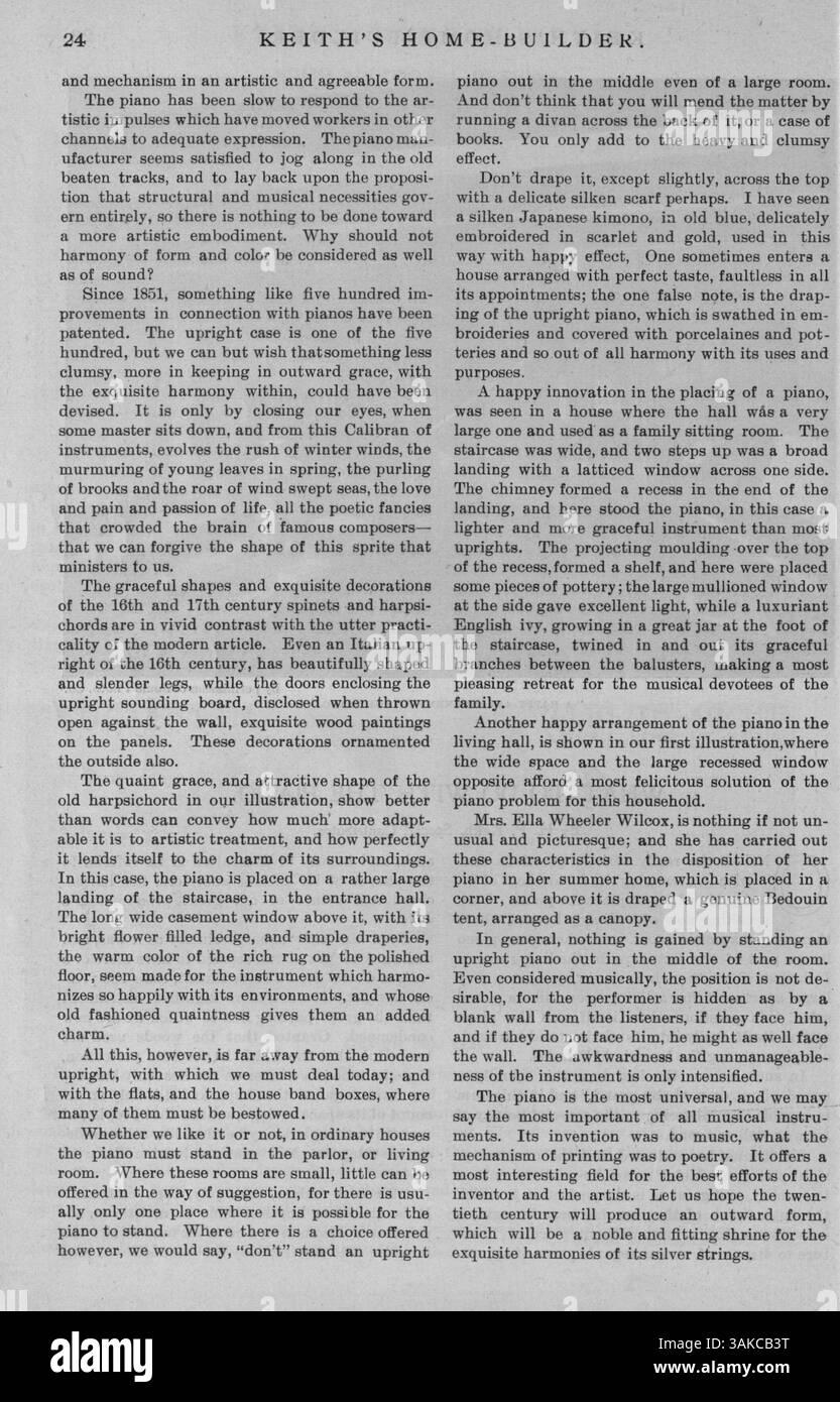 Le magazine Home-Builder de Keith, publié pour la première fois en 1900, présente des éditions mensuelles présentant des plans architecturaux détaillés, des photographies et des articles liés à la conception de maisons, à la décoration intérieure et à l'aménagement paysager. Le magazine comprend des informations sur les coûts de construction et des publicités pour les matériaux de construction, ainsi que des conceptions pour d'autres structures comme les églises et les écoles. Banque D'Images