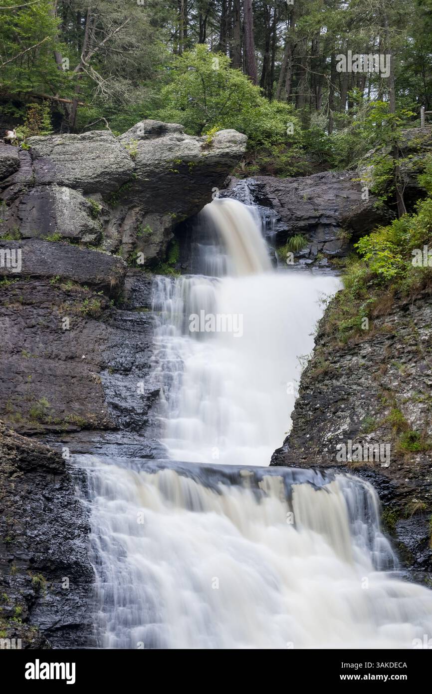 Raymonds tuent les chutes d'eau dans la zone de loisirs de Delaware Water gap en été. Banque D'Images