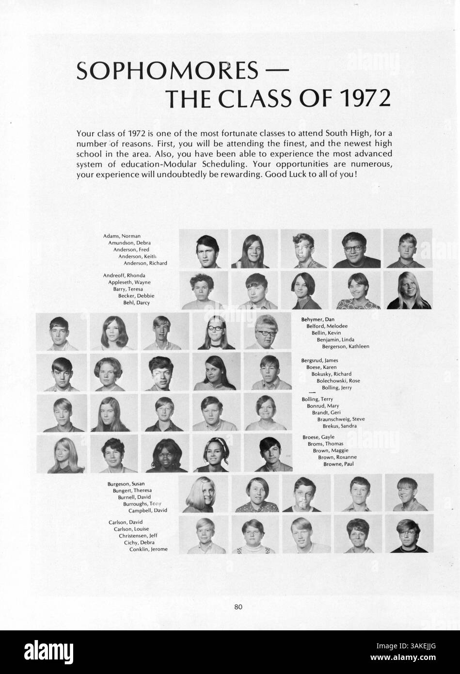 Cet annuaire 1970 de South High School présente l'année académique 1969-1970 avec des étudiants, des enseignants, des clubs, des équipes sportives, et des événements, avec un accent particulier sur l'histoire afro-américaine. Banque D'Images