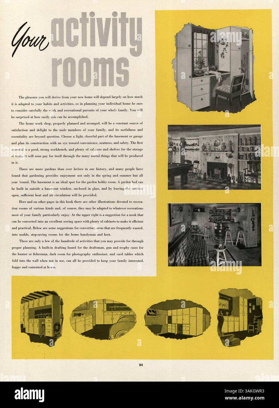 « Planning Your Individual Home » fournit des conceptions de maison détaillées et des conseils pratiques pour la sélection des matériaux de construction, la sélection du site et les finitions. Il comprend des photographies d'intérieurs modernes comme les salons, les cuisines, les chambres et les salles de bains. Banque D'Images