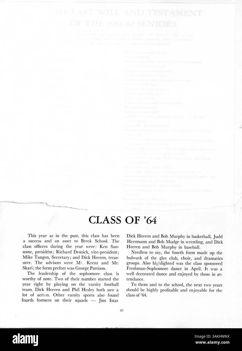 'Mustang' Yearbook 1962 fournit un compte rendu détaillé de l'année scolaire 1961-1962 à l'école Breck, capturant les activités des étudiants, les événements sportifs et les étapes importantes de l'histoire de l'école. Banque D'Images