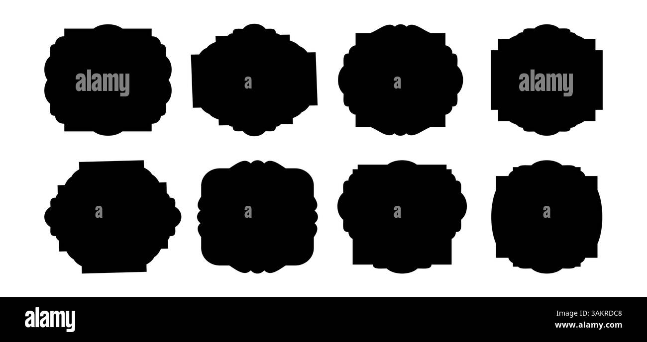 Ensemble de modèles de badge dans le style vintage. Silhouettes de patch noir. Badge de police, étiquettes. collections de formes. Illustration vectorielle. Illustration de Vecteur
