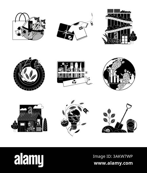 Une collection d'illustrations sur le concept de mode de vie durable Illustration de Vecteur Une collection d'illustrations sur le concept de mode de vie durable Illustration de Vecteur