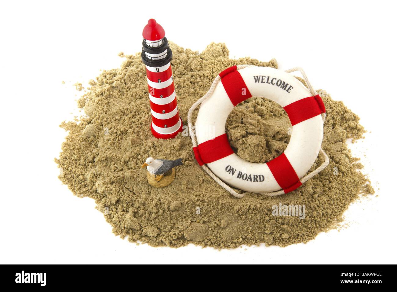 L'autre phare avec bouée et mouette Banque D'Images