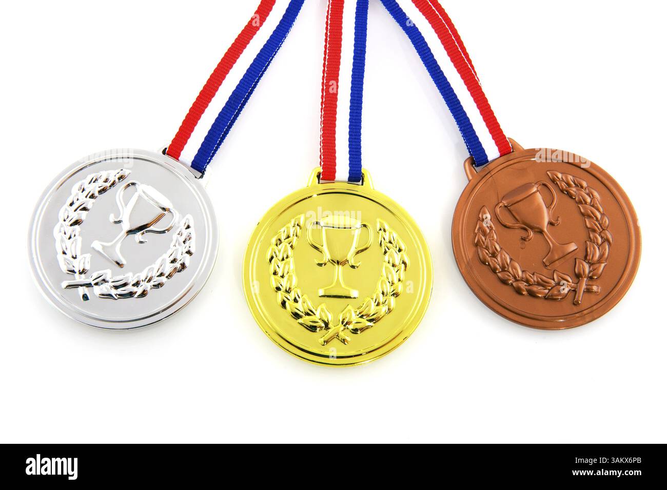 L'argent et le bronze doré isolated over white Banque D'Images