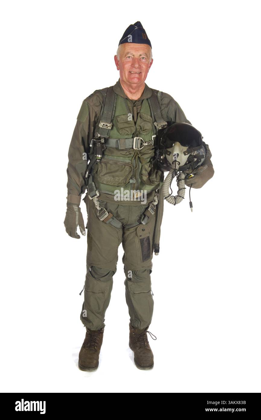 L'équipage des avions américains en uniforme isolated over white Banque D'Images