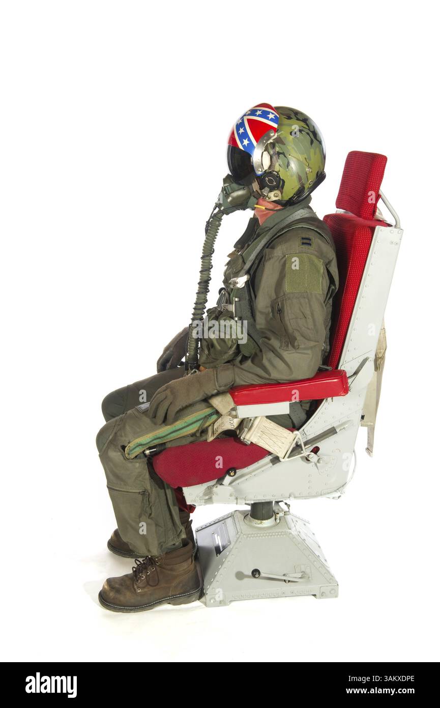 L'équipage des avions américains en uniforme isolated over white Banque D'Images