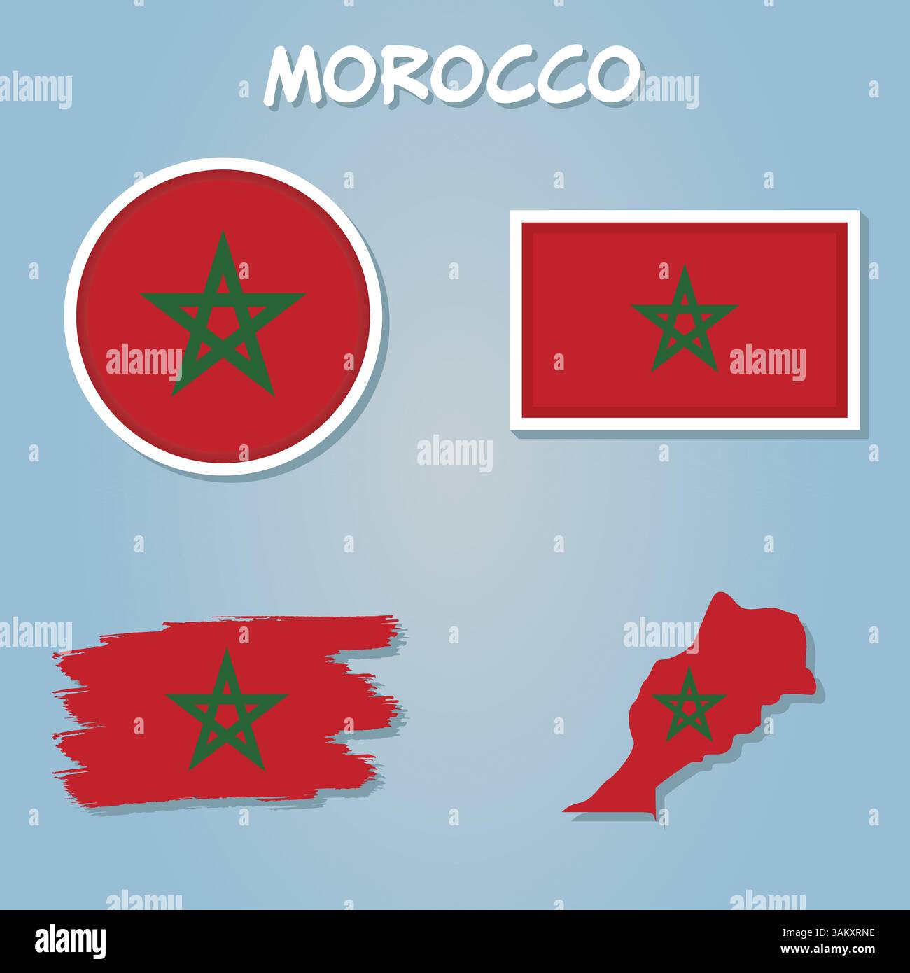 Carte du drapeau du Maroc, carte du Royaume du Maroc avec la bannière du pays marocain Illustration de Vecteur