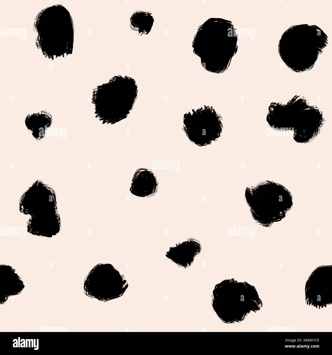 motif aquarelle dessiné à la main sans couture. Petits points noirs de forme lâche taches blobs sur fond blanc crème beige isolé ressemblant à des graines dans des fruits tropicaux texture abstraite tout usage géométrique moderne Banque D'Images