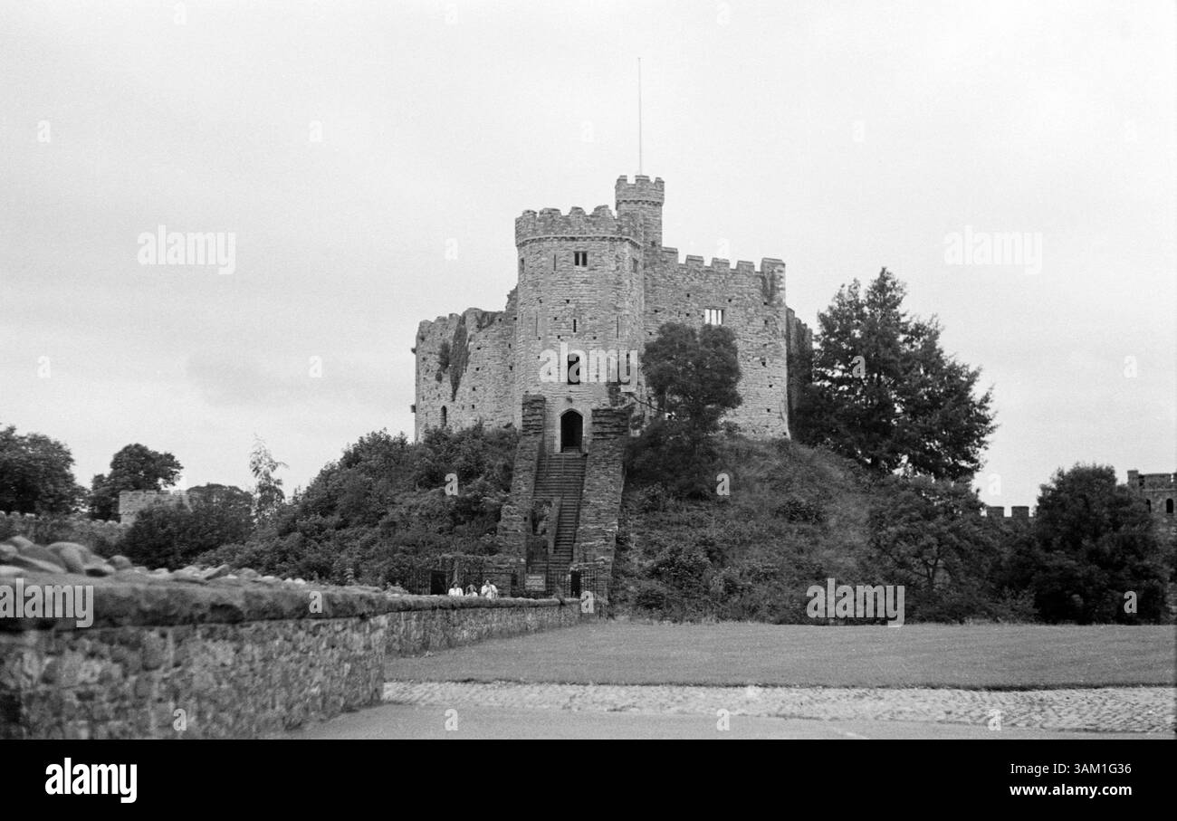 Norman Keep, château de Cardiff, 1982, Cardiff, pays de Galles. Banque D'Images